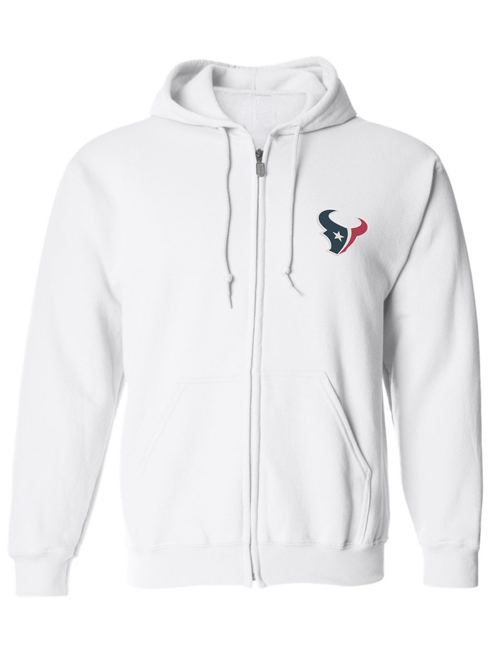Men’s Texans Embroidered Full Zipper Hoodie White